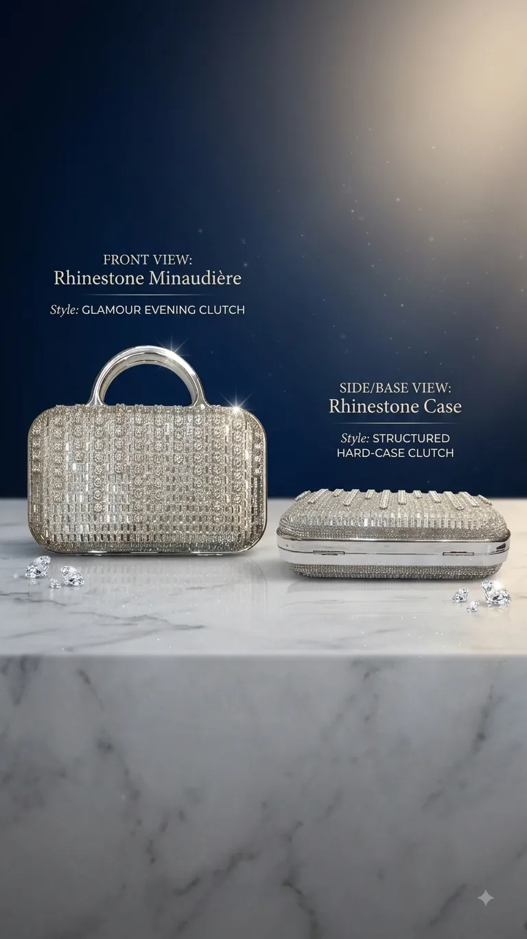 Imported High-Metal Party Look Clutch in Silver | Luxury Functions & Evening Purse with Inside Pocket