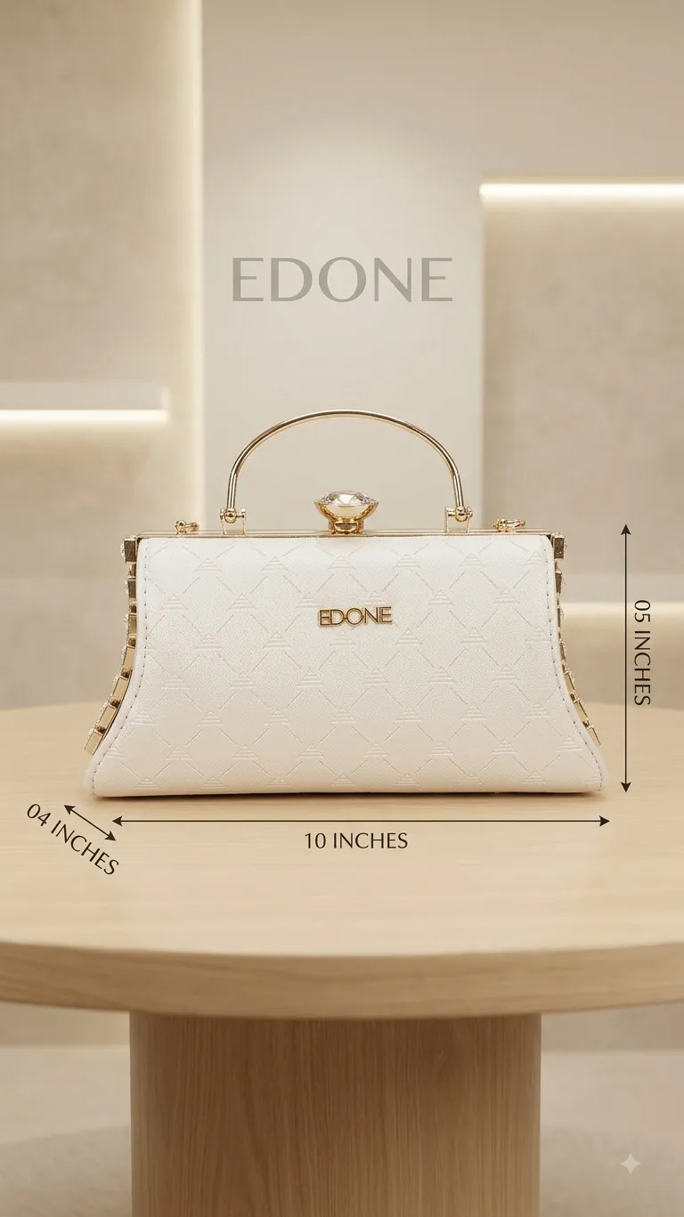 Edone High-Metal Party Look Clutch in Light Gold | Luxury Functions & Evening Purse with Inside Pocket