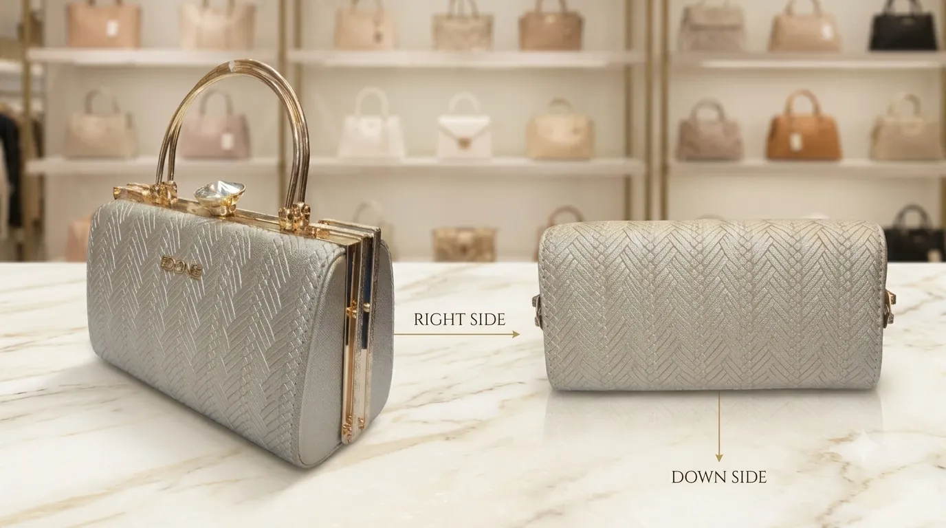 Edone High-Metal Party Look Clutch in Light Gold | Luxury Functions & Evening Purse with Inside Pocket