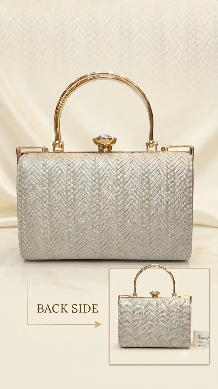 Edone High-Metal Party Look Clutch in Light Gold | Luxury Functions & Evening Purse with Inside Pocket
