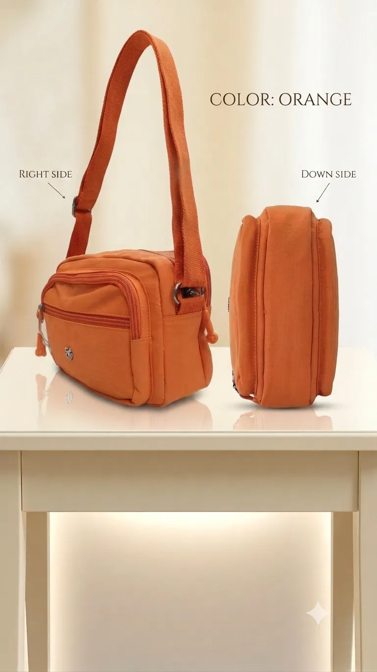 Mulanhu High Cotton Travel Accessories Pouch in Orange & Sky Blue | Travel Organizer with 2 Inside Pockets