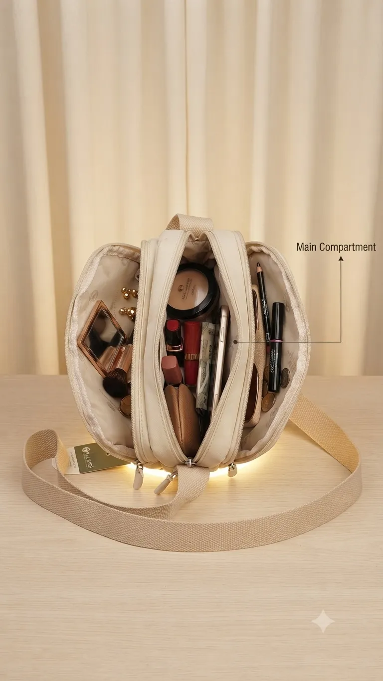 Mulanhu High Cotton Travel Accessories Pouch in Orange & Sky Blue | Travel Organizer with 2 Inside Pockets