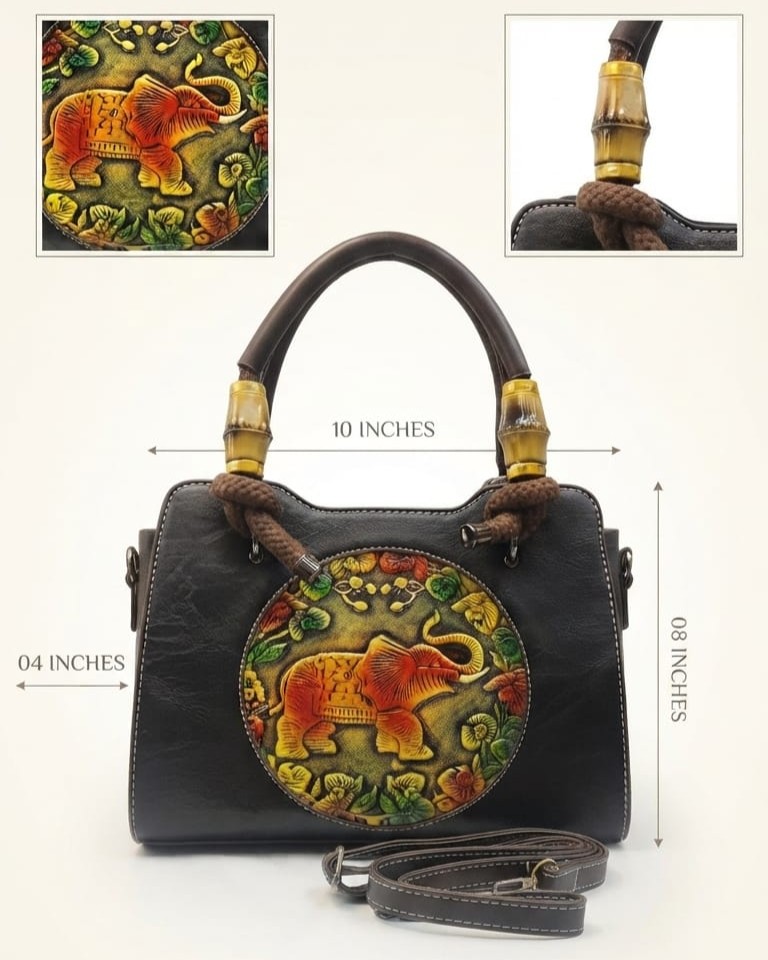 Imported Premium Finish Fancy Handbag in Grey & Black | Designer Casual & Office Tote Purse for Women