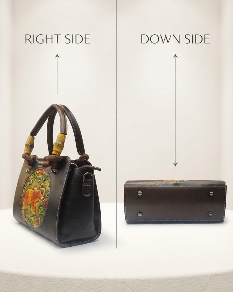 Imported Premium Finish Fancy Handbag in Grey & Black | Designer Casual & Office Tote Purse for Women