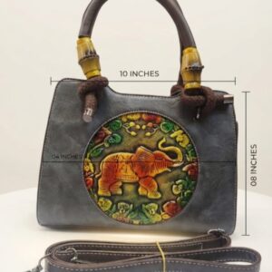 Imported Premium Finish Fancy Handbag in Grey & Black | Designer Casual & Office Tote Purse for Women