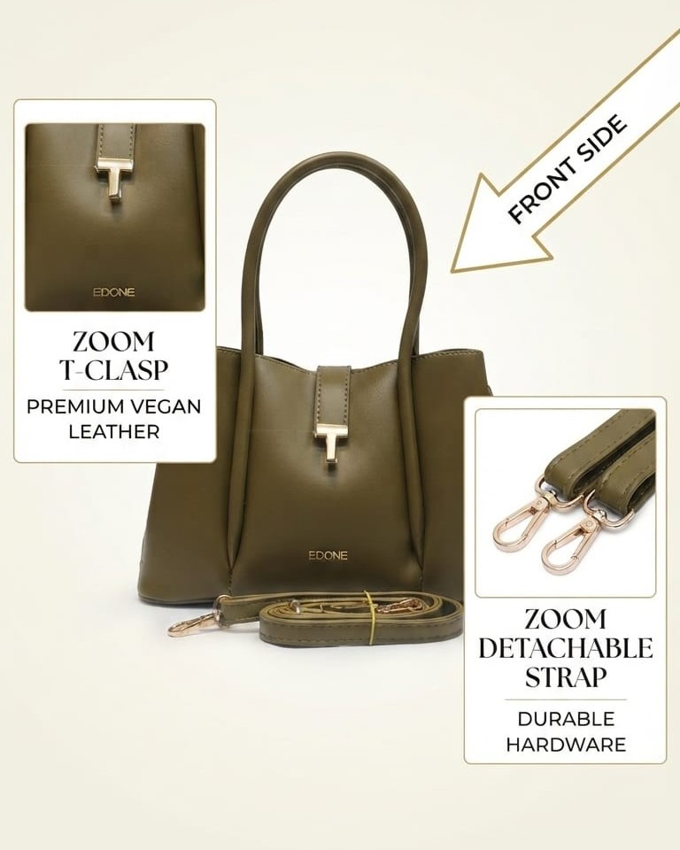 EDONE Premium Leatherette Modern Handbag in Trendy Colors | Designer Top-Handle Purse & Tote for Women