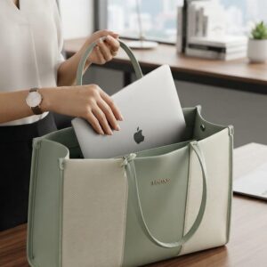EDONE Premium Light Green Laptop Bag for Women | Stylish Office & College Briefcase Tote