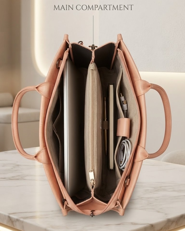 EDONE Premium Pink Laptop Bag for Women | Stylish Office & College Briefcase Tote