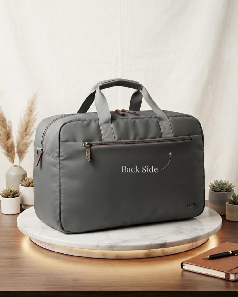 EDGE Premium Travel Duffle Bag in Grey, Black & Green | High-End Unisex Luggage & Weekender Purse