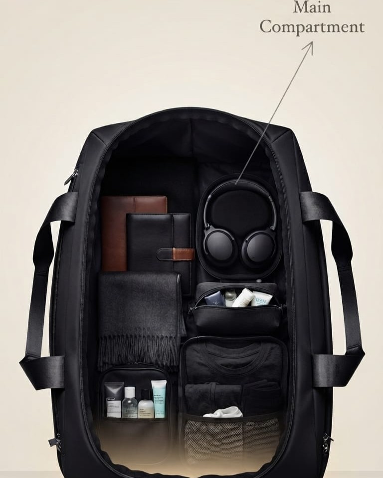 EDGE Premium Travel Duffle Bag in Grey, Black & Green | High-End Unisex Luggage & Weekender Purse