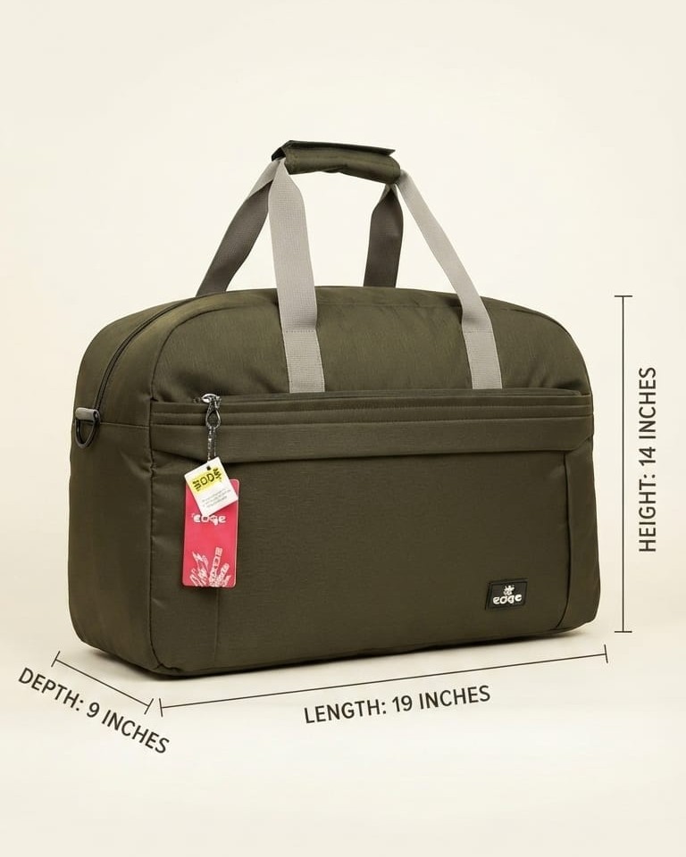 EDGE Premium Travel Duffle Bag in Grey, Black & Green | High-End Unisex Luggage & Weekender Purse