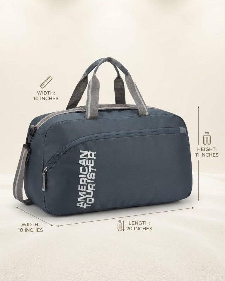 American Tourister Premium Travel Duffle Bag in Grey & Blue | High-End Unisex Luggage & Overnighter Bag