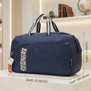 American Tourister Premium Travel Duffle Bag in Grey & Blue | High-End Unisex Luggage & Overnighter Bag