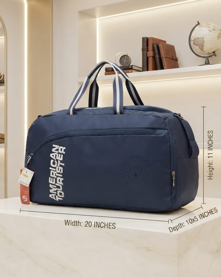 American Tourister Premium Travel Duffle Bag in Grey & Blue | High-End Unisex Luggage & Overnighter Bag