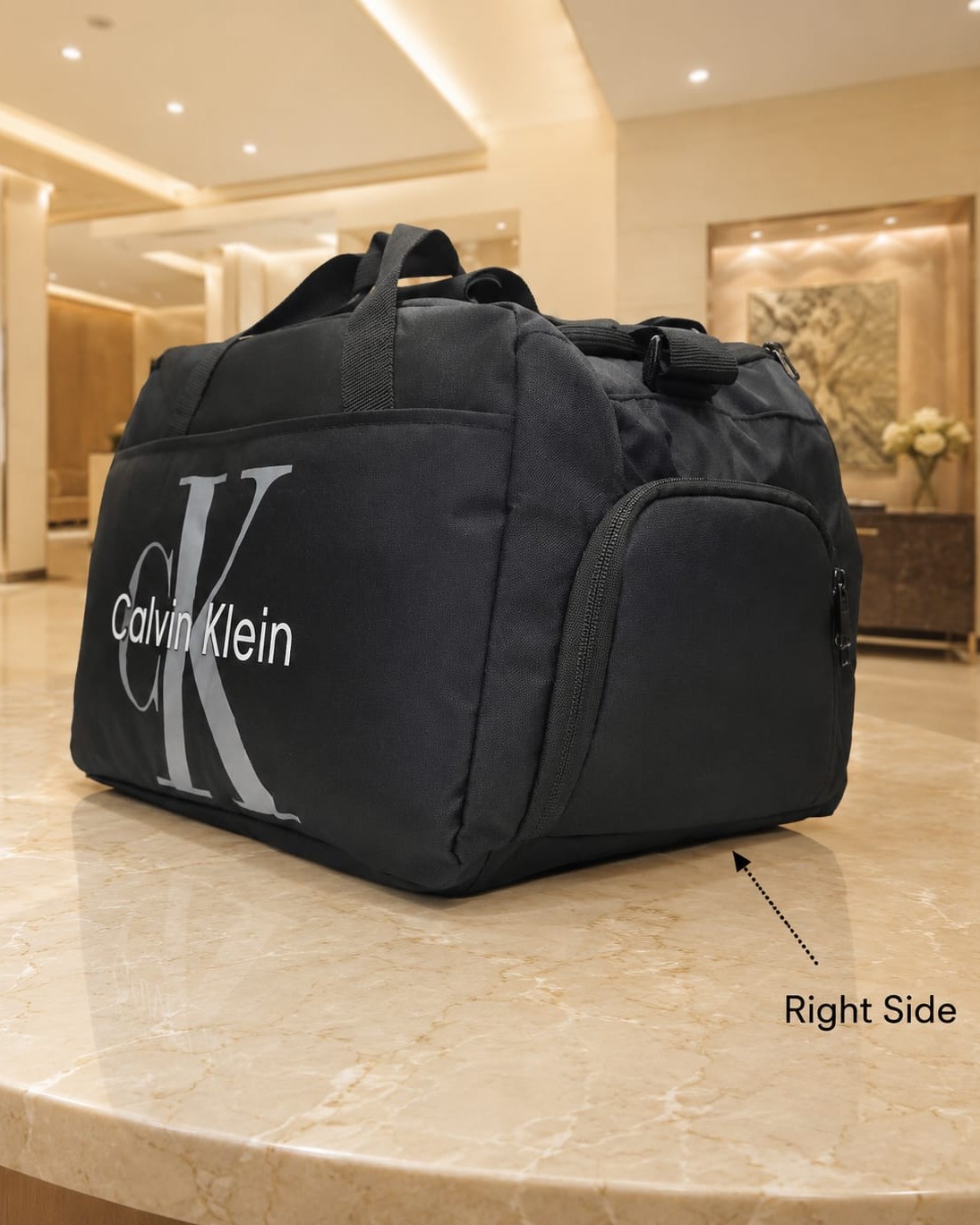 CK Premium Heavy Matty Travel Duffle Bag in Black | High-End Extra-Spacious Luggage & Weekender Bag