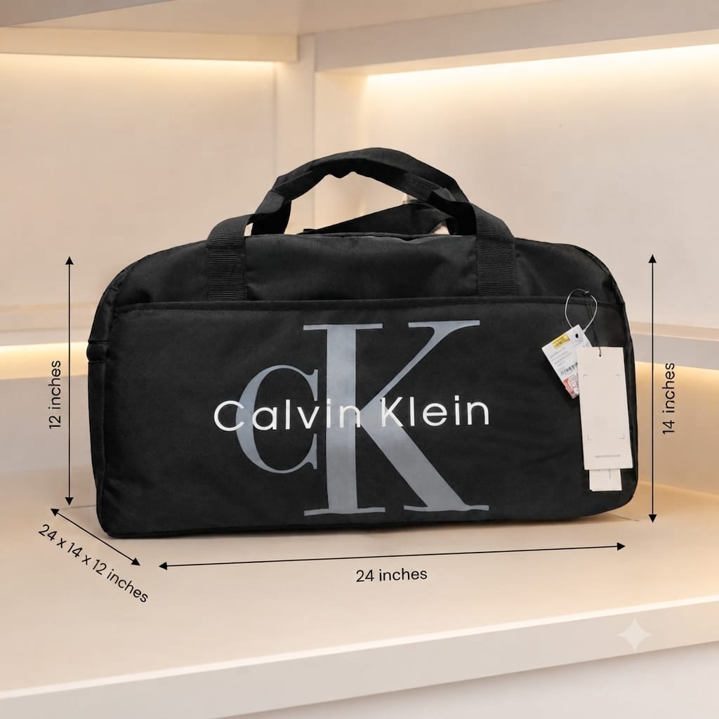 CK Premium Heavy Matty Travel Duffle Bag in Black | High-End Extra-Spacious Luggage & Weekender Bag