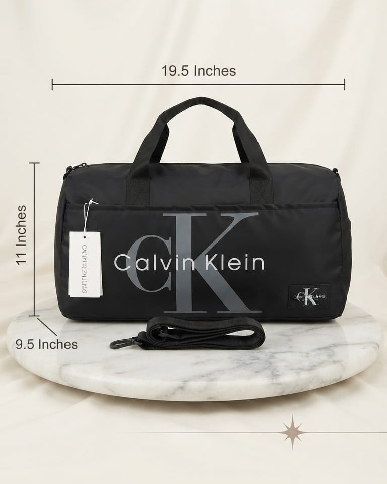 CK Premium Heavy Matty Travel Duffle Bag in Black | High-End Extra-Spacious Luggage & Weekender Bag