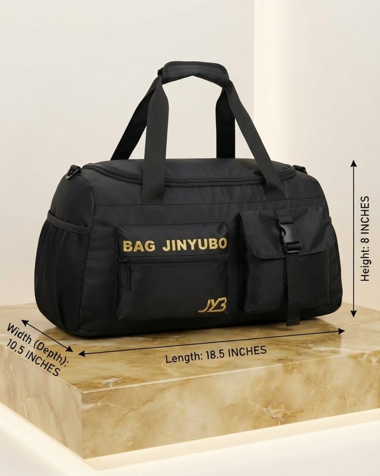 Bag Jinyubo Premium Matty Cotton Travel Duffle Bag in Black | High-End Unisex Luggage & Weekender Bag