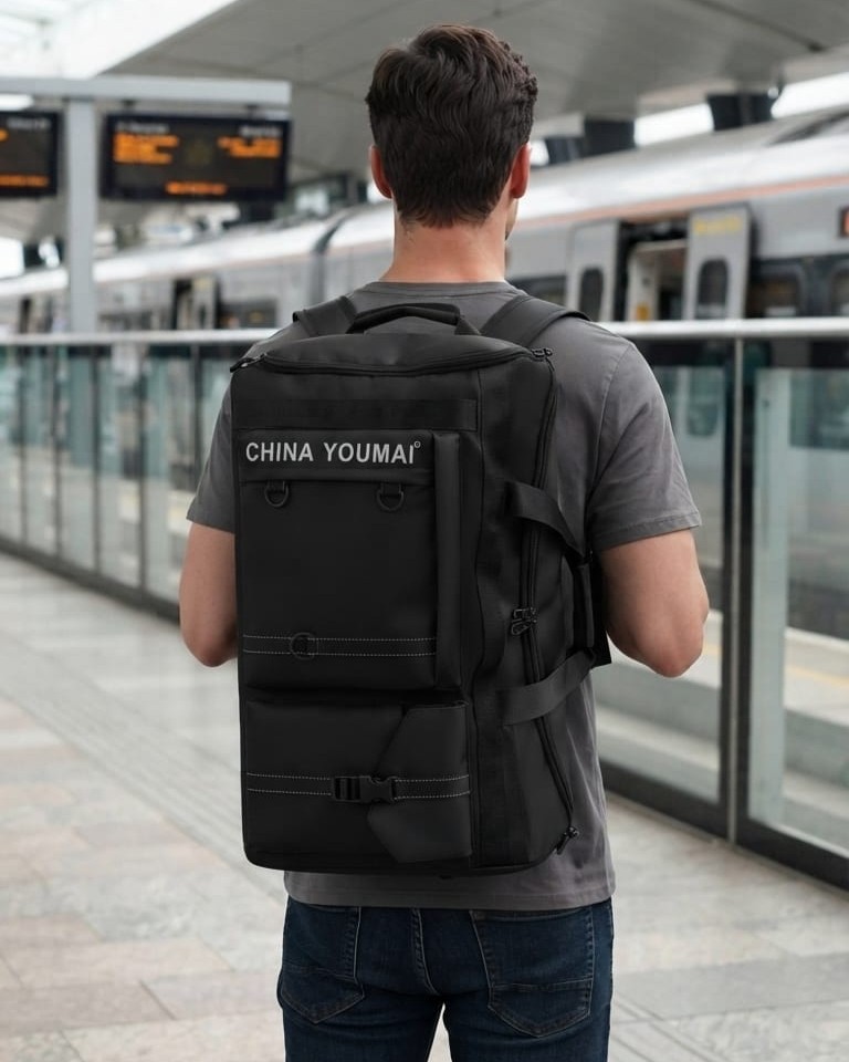China Youmai Premium Satin Finish Travel Duffle Bag in Black | High-End Unisex Luggage & Overnighter Bag