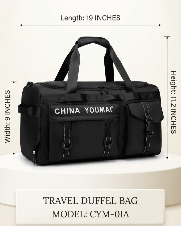 China Youmai Premium Satin Finish Travel Duffle Bag in Black | High-End Unisex Luggage & Overnighter Bag