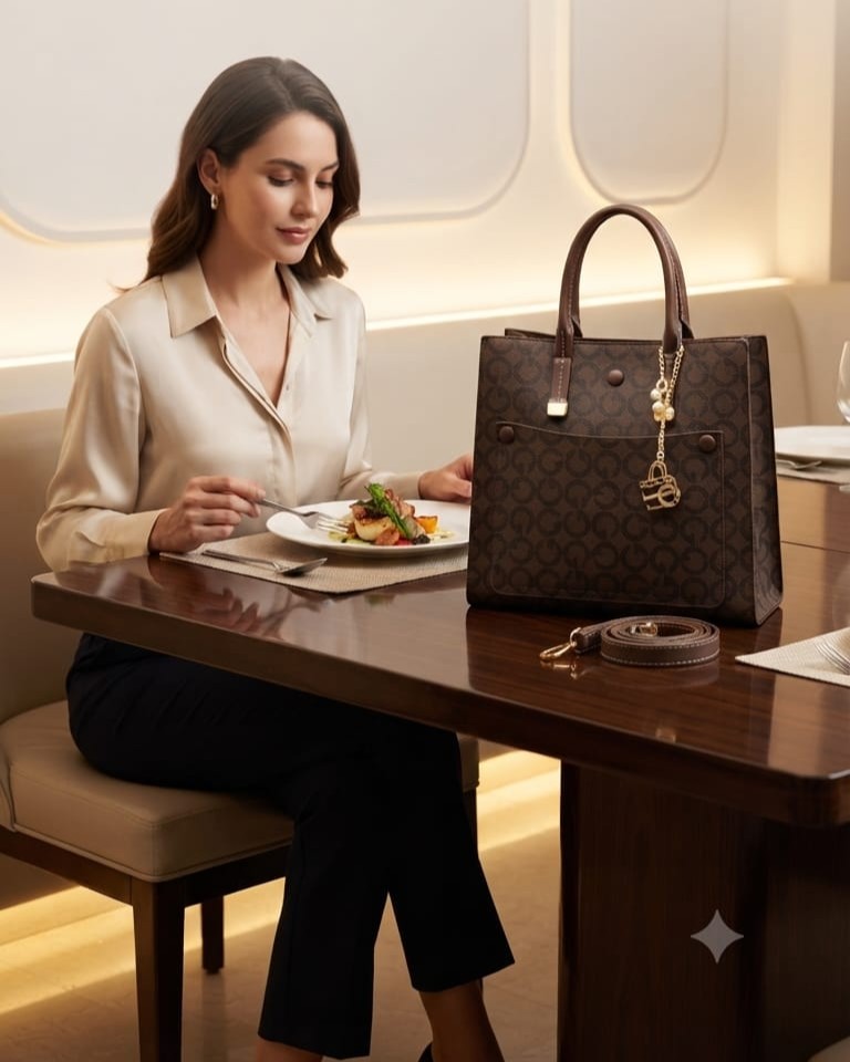 Ada & Paris Premium Faux Leather Laptop Bag in Black & Brown | High-End Office & College Briefcase Tote