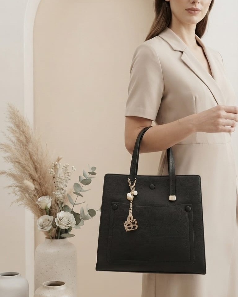 Ada & Paris Premium Faux Leather Laptop Bag in Black, Brown & Tan | High-End Office & College Briefcase Tote