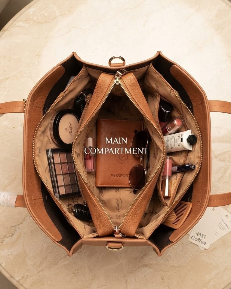 Ada & Paris Premium Faux Leather Laptop Bag in Black, Brown & Tan | High-End Office & College Briefcase Tote