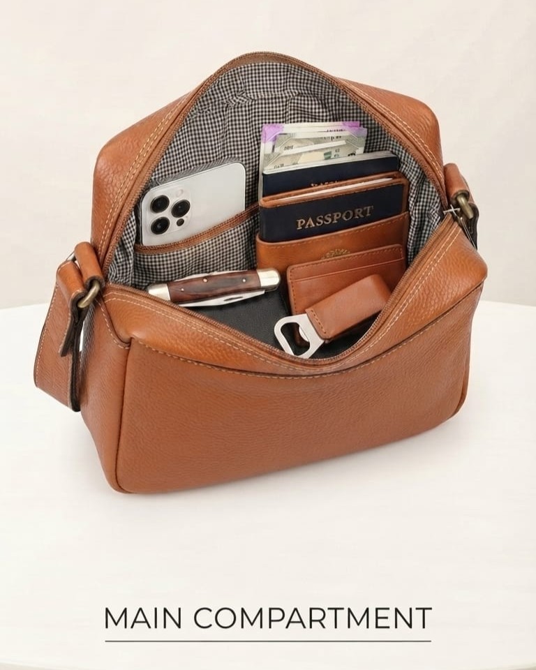 Eliance Pure Leather Travel Document Kit Organizer in Tan | High-End Travel Pouch & Executive Organizer