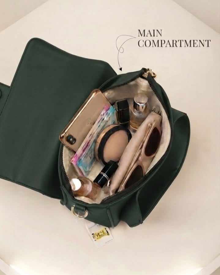 Imported Premium PU Leather Sling Bag in Green, Pink & Black | High-End Stylish Crossbody Purse for Girls & Women
