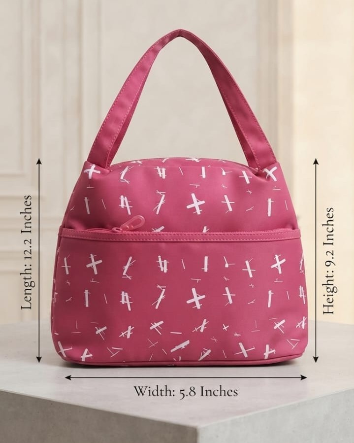 Premium Waterproof Women Tiffin Bag | Stylish Lunch Carry Bag with Front Pocket | 1 Compartment + inside Pocket | Multi-Color Daily Use Tiffin Bag