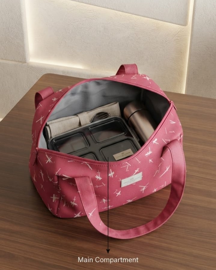 Premium Waterproof Women Tiffin Bag | Stylish Lunch Carry Bag with Front Pocket | 1 Compartment + inside Pocket | Multi-Color Daily Use Tiffin Bag