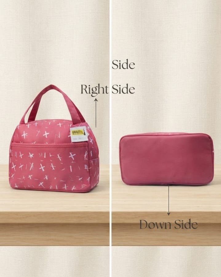 Premium Waterproof Women Tiffin Bag | Stylish Lunch Carry Bag with Front Pocket | 1 Compartment + inside Pocket | Multi-Color Daily Use Tiffin Bag