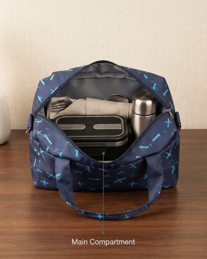 Premium Waterproof Women Tiffin Bag | Stylish Lunch Carry Bag with Front Pocket | 1 Compartment + inside Pocket | Multi-Color Daily Use Tiffin Bag