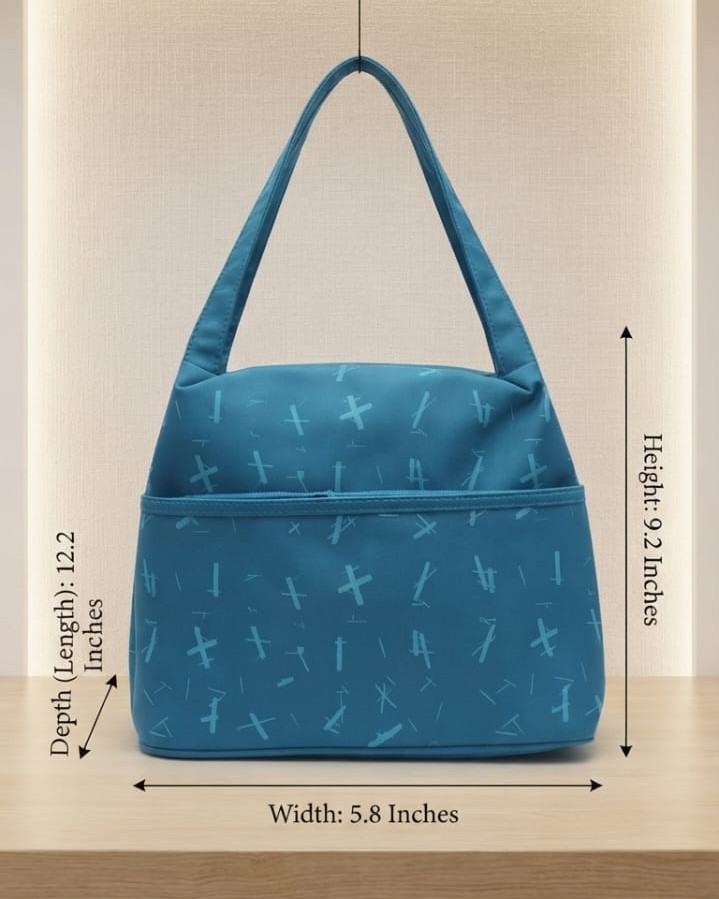 Premium Waterproof Women Tiffin Bag | Stylish Lunch Carry Bag with Front Pocket | 1 Compartment + inside Pocket | Multi-Color Daily Use Tiffin Bag