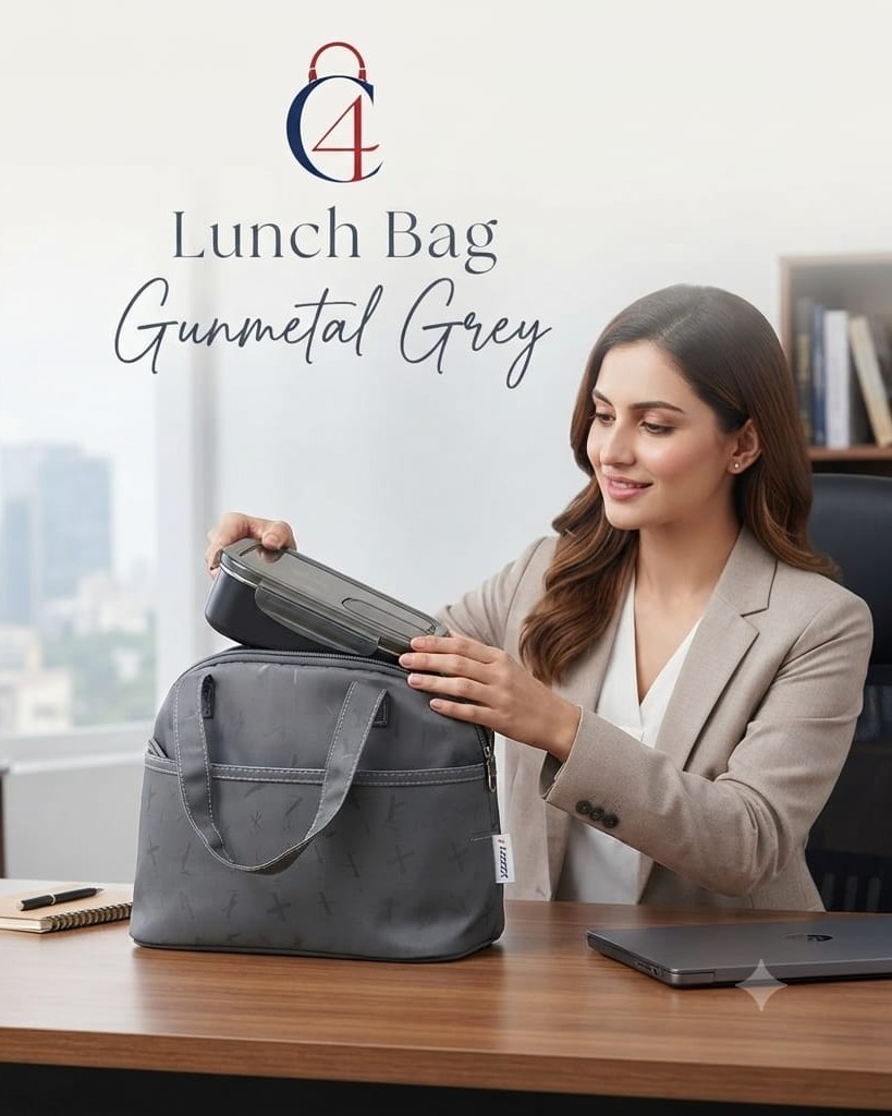 Premium Waterproof Women Tiffin Bag | Stylish Lunch Carry Bag with Front Pocket | 1 Compartment + inside Pocket | Multi-Color Daily Use Tiffin Bag
