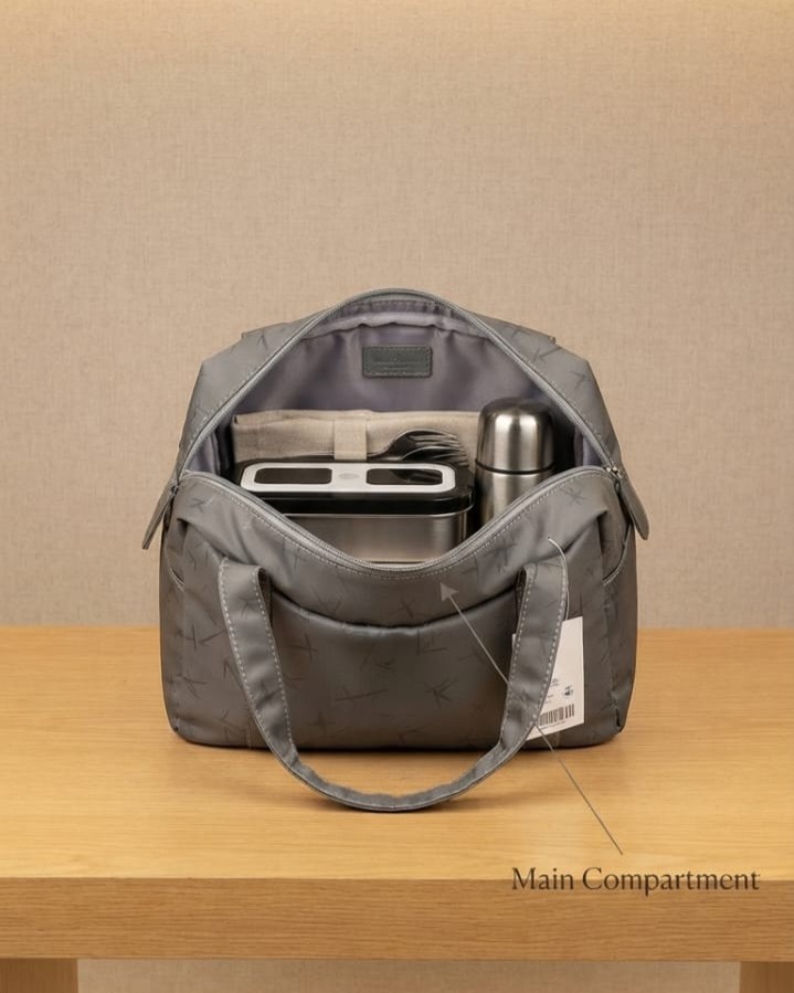 Premium Waterproof Women Tiffin Bag | Stylish Lunch Carry Bag with Front Pocket | 1 Compartment + inside Pocket | Multi-Color Daily Use Tiffin Bag