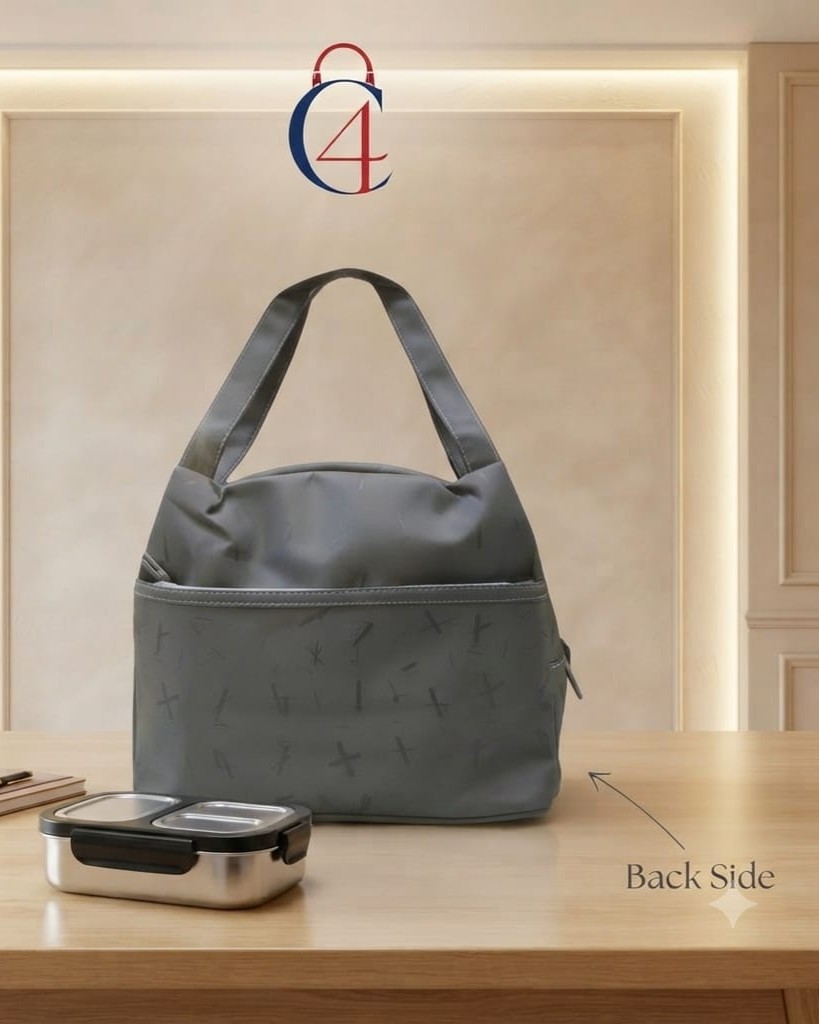 Premium Waterproof Women Tiffin Bag | Stylish Lunch Carry Bag with Front Pocket | 1 Compartment + inside Pocket | Multi-Color Daily Use Tiffin Bag