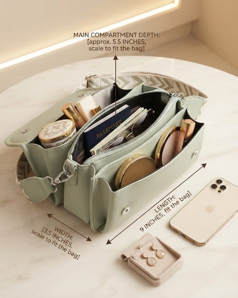 Imported Premium PU Leather Sling Bag in Green & Camel | High-End Stylish Crossbody Purse for Girls & Women