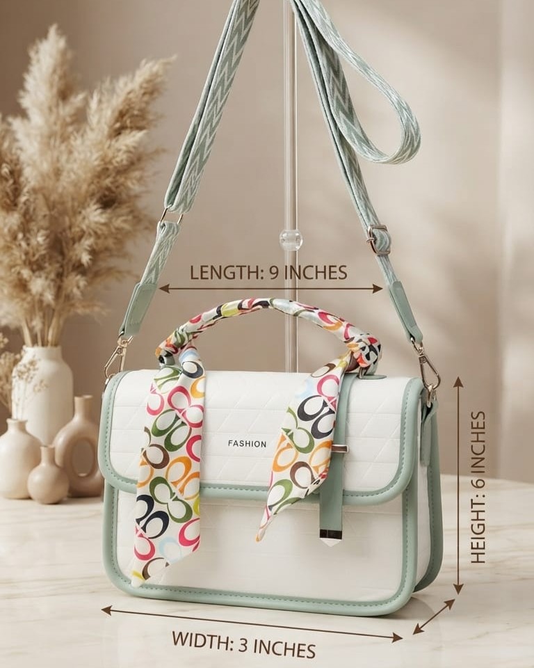 Imported Premium PU Leather Sling Bag in Green & Camel | High-End Stylish Crossbody Purse for Girls & Women
