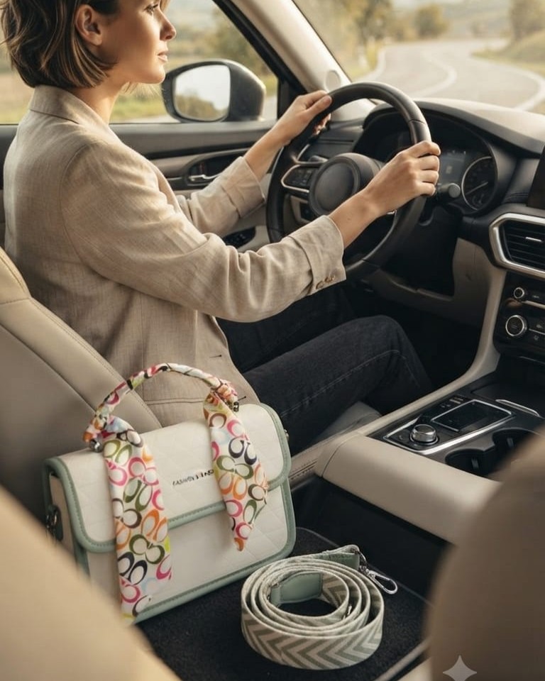 Imported Premium PU Leather Sling Bag in Green & Camel | High-End Stylish Crossbody Purse for Girls & Women