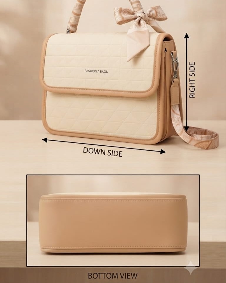 Imported Premium PU Leather Sling Bag in Green & Camel | High-End Stylish Crossbody Purse for Girls & Women
