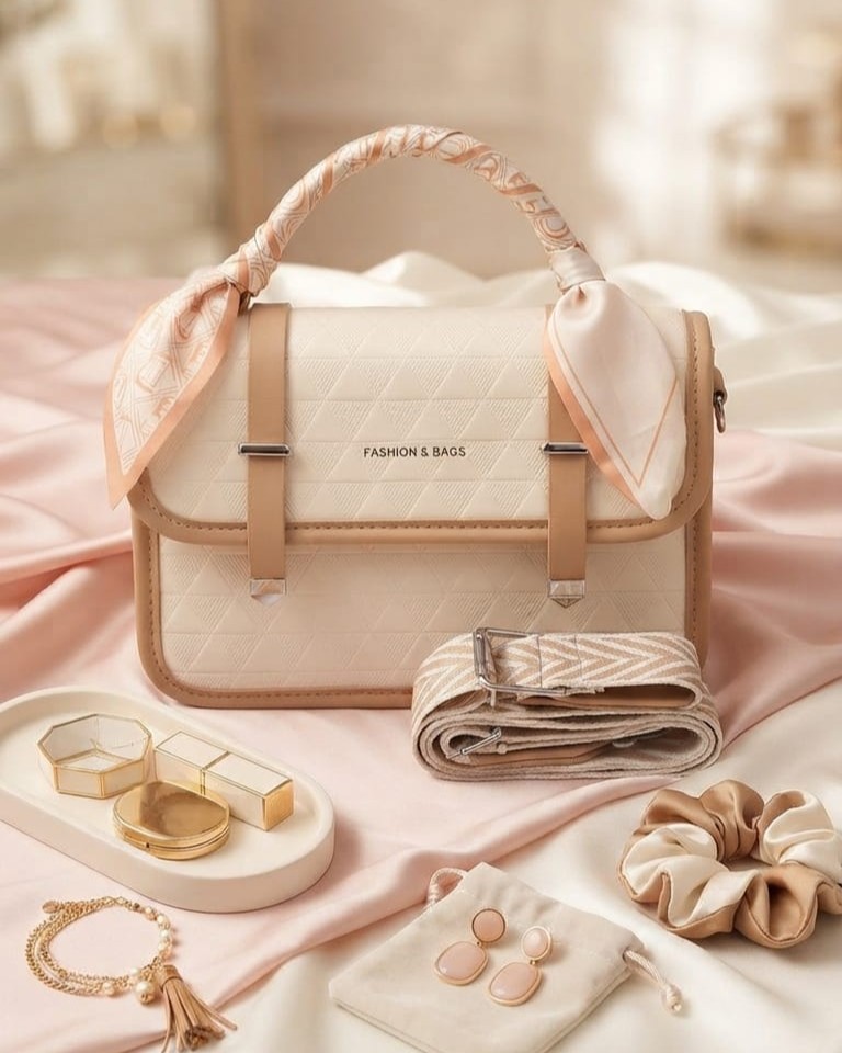 Imported Premium PU Leather Sling Bag in Green & Camel | High-End Stylish Crossbody Purse for Girls & Women