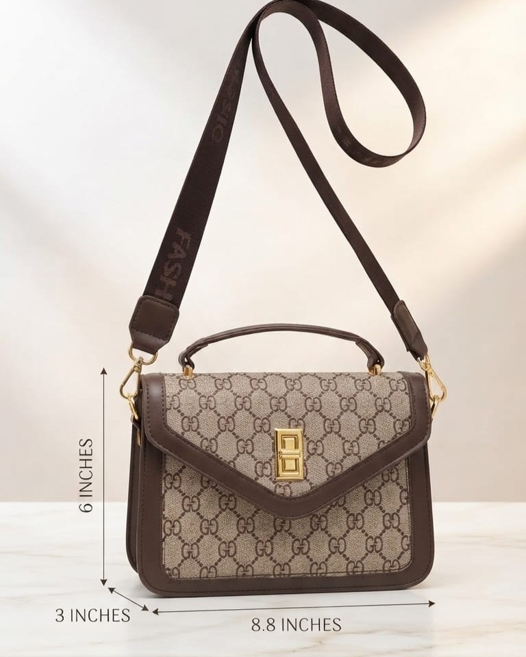 Imported Premium PU Leather Sling Bag in Coffee, Brown & Camel | High-End Stylish Crossbody Purse for Girls & Women