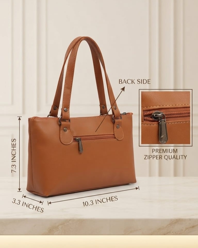 Abc Premium PU Leather Mini Handbag with Long Shoulder Strap in Tan, Cream & Green | High-End Stylish Purse for Women