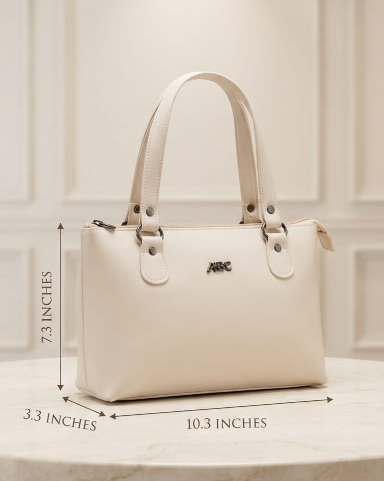 Abc Premium PU Leather Mini Handbag with Long Shoulder Strap in Tan, Cream & Green | High-End Stylish Purse for Women