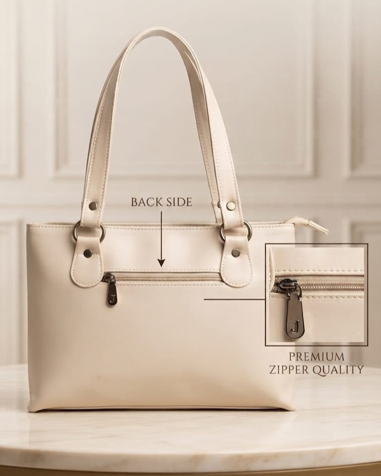 Abc Premium PU Leather Mini Handbag with Long Shoulder Strap in Tan, Cream & Green | High-End Stylish Purse for Women