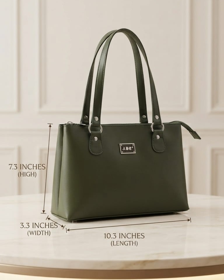 Abc Premium PU Leather Mini Handbag with Long Shoulder Strap in Tan, Cream & Green | High-End Stylish Purse for Women