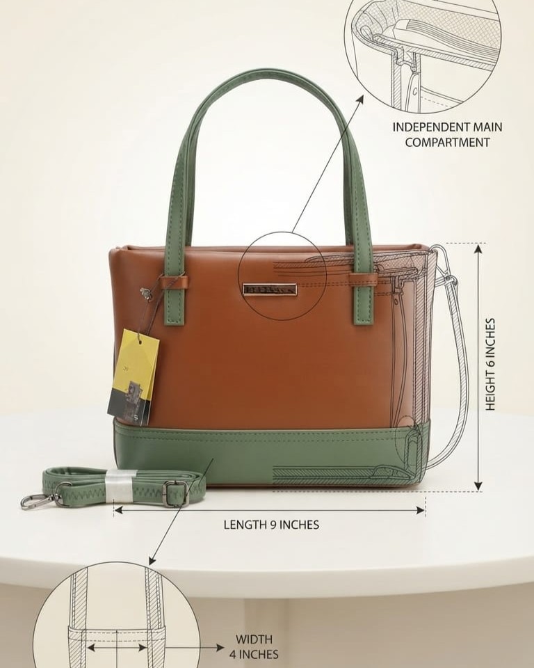 Abc Premium PU Leather Mini Handbag with Long Strap in Tan, Coffee & Cream | High-End Stylish Purse for Women