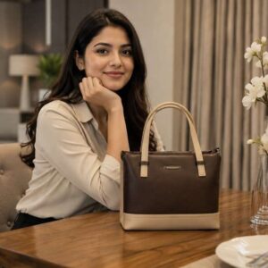 Abc Premium PU Leather Mini Handbag with Long Strap in Tan, Coffee & Cream | High-End Stylish Purse for Women