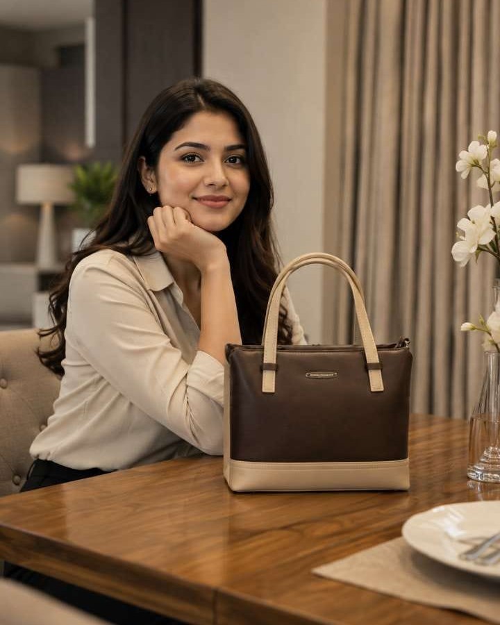 Abc Premium PU Leather Mini Handbag with Long Strap in Tan, Coffee & Cream | High-End Stylish Purse for Women